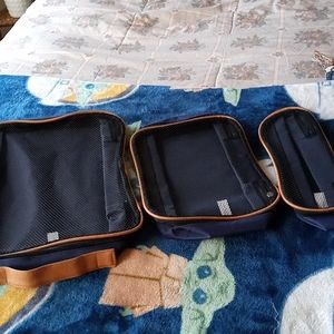 Three piece navy luggage organizer set